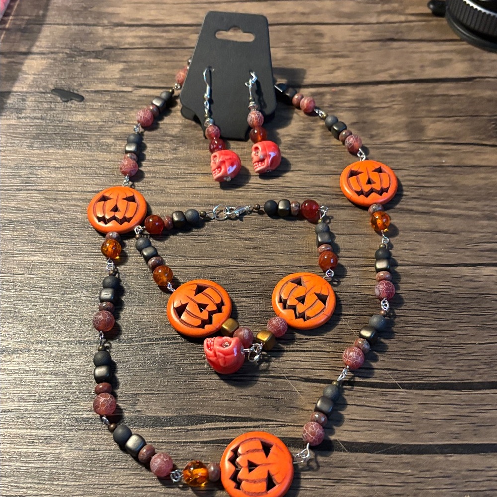 Halloween Pumpkin Jewelry Set - Orange and Black